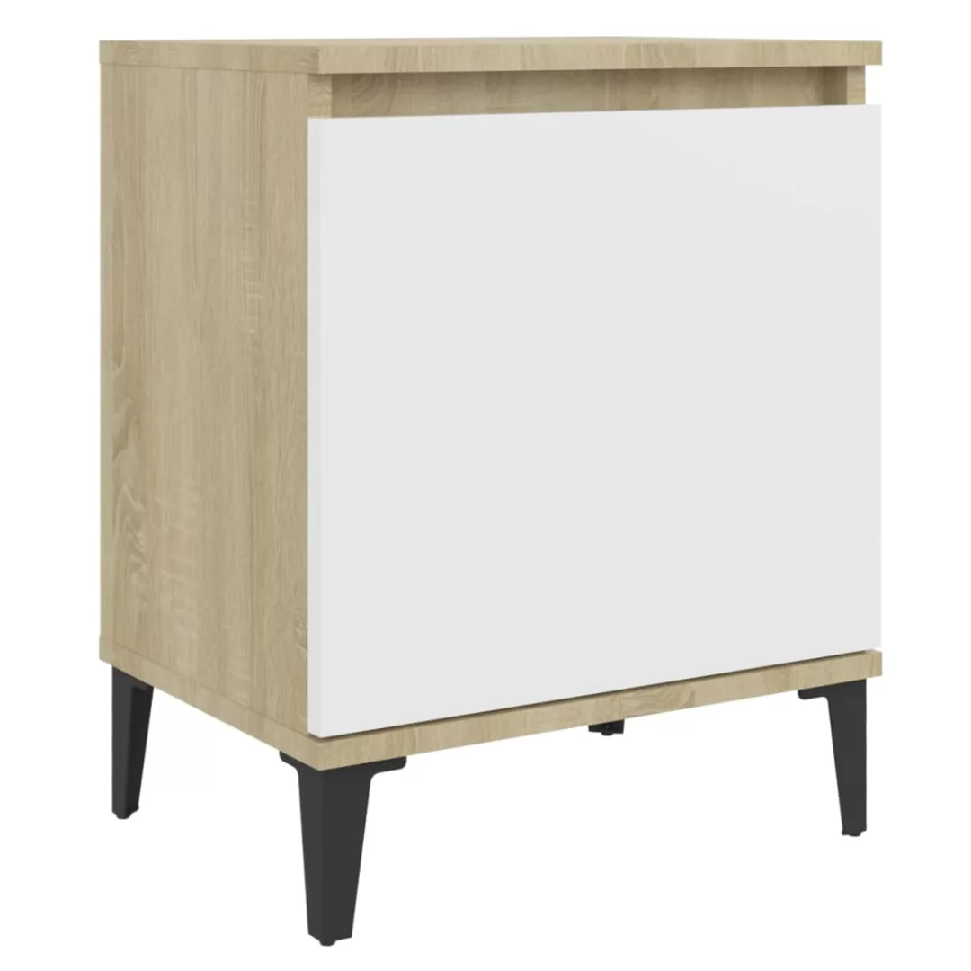 Nachttisch Mit Metallbeinen Sonoma-eiche Und Weiß 40x30x50 Cm günstig online kaufen
