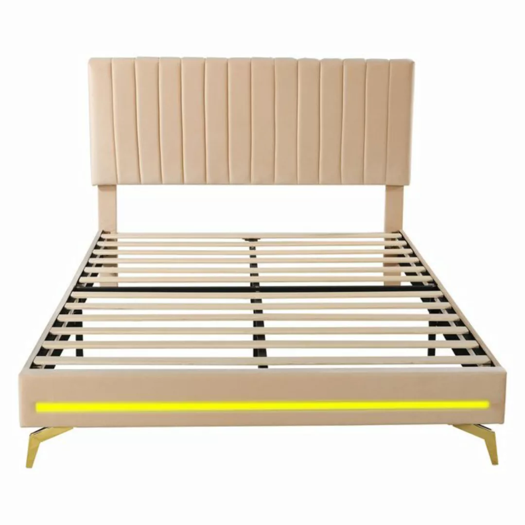 Blusmart Polsterbett Doppelbett 140 x 200 cm (mit LED-Leuchten und Lattenro günstig online kaufen