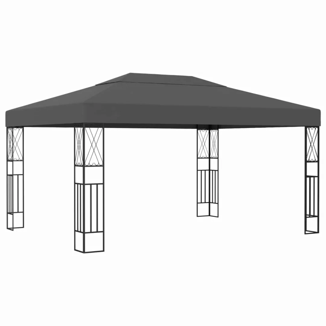 Pavillon Mit Lichterketten 3x4 M Anthrazit Stoff günstig online kaufen