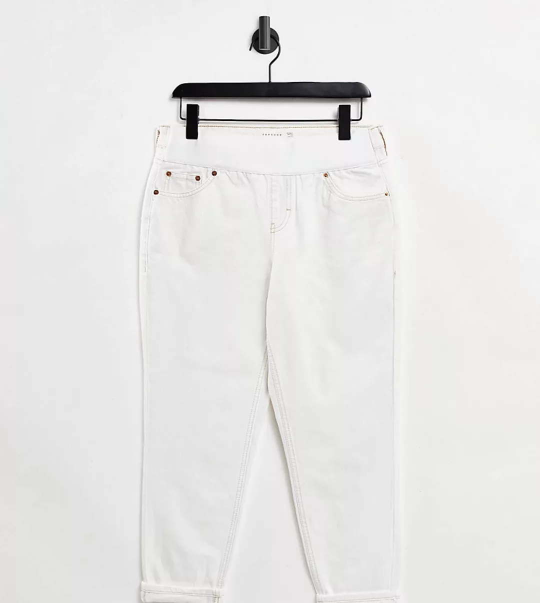 Topshop Maternity – Umstandsmode – Mom-Jeans in gebrochenem Weiß mit Unterb günstig online kaufen
