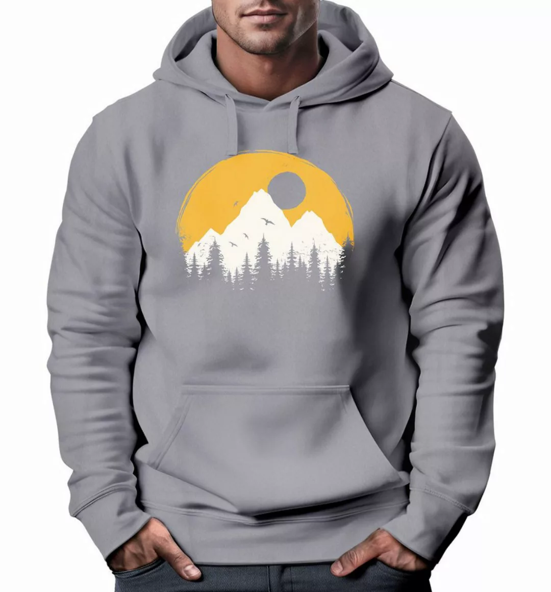 Neverless Hoodie Hoodie Herren Outdoor Print Natural Badge Logo Wandern Kap günstig online kaufen