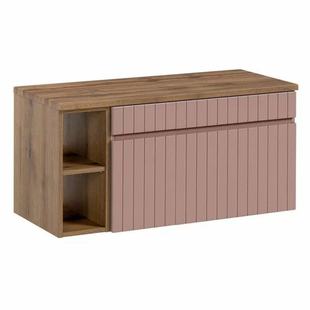 Waschbeckenunterschrank mit Regal 100 cm IRAKLIO-56-ROSE rosa Eiche Nb., B/ günstig online kaufen