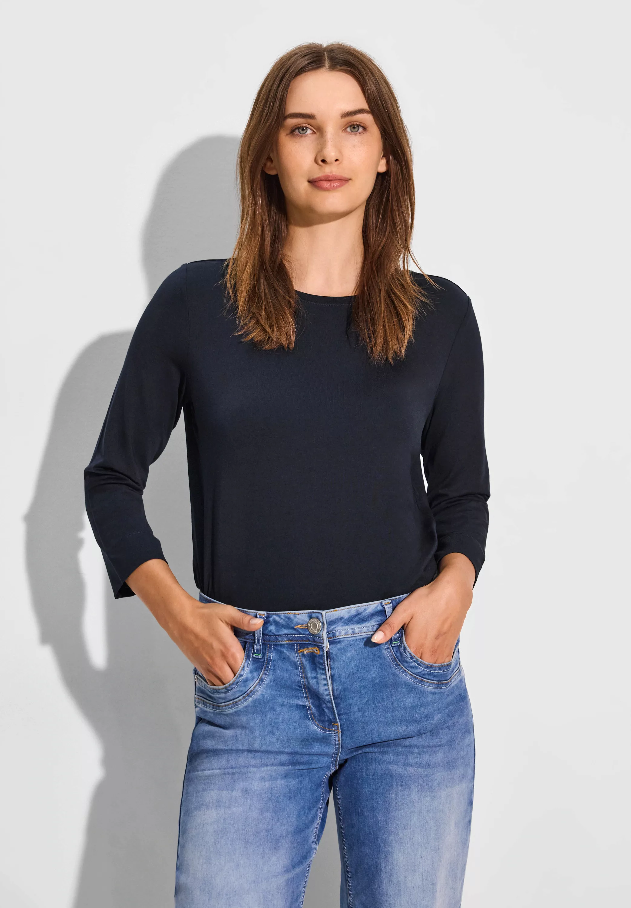 Cecil 3/4-Arm-Shirt Cecil Basic Shirt in Universal Blue (1-tlg) Nicht Vorha günstig online kaufen