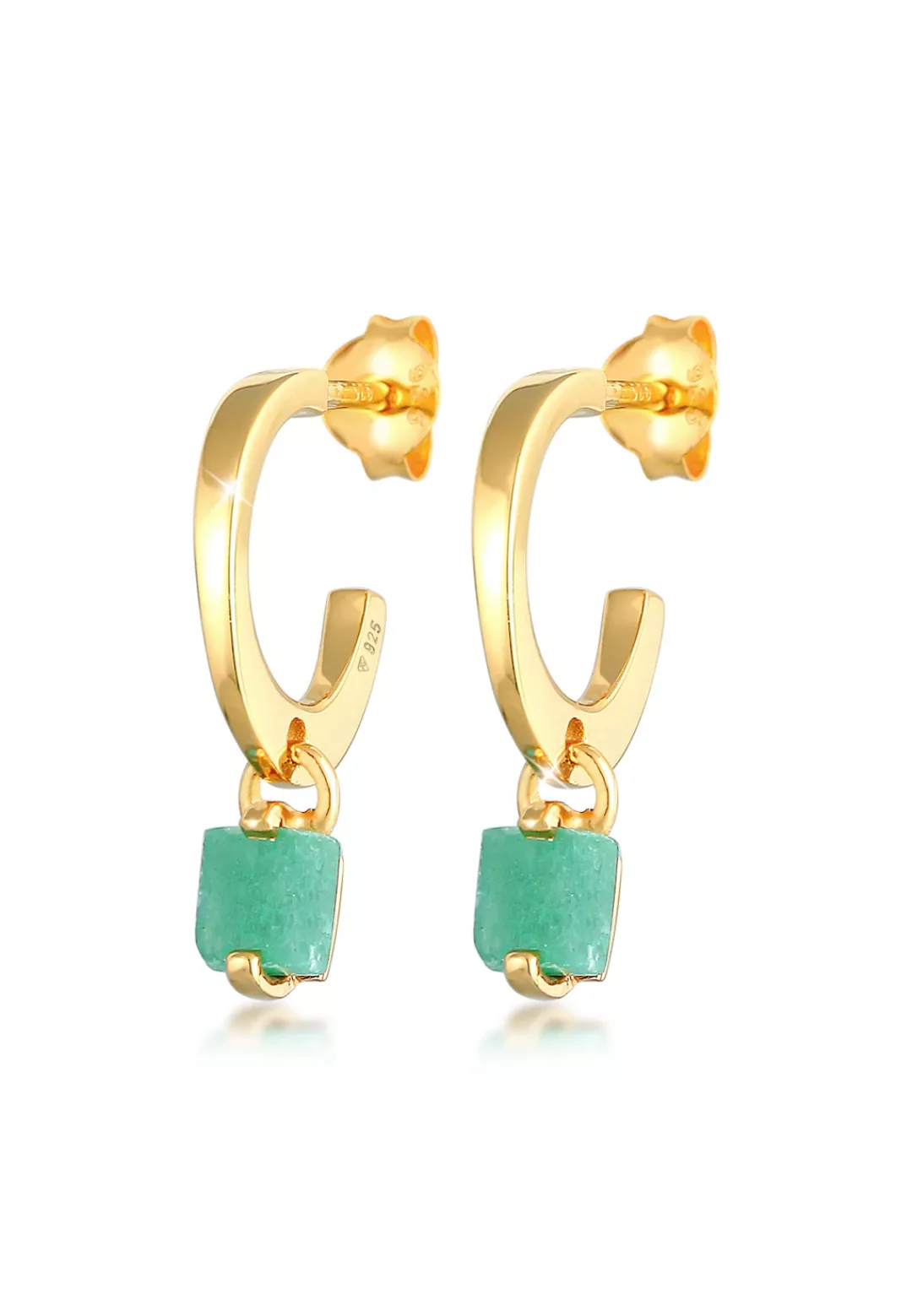 Elli Premium Paar Creolen "Creolen Stecker Jade Pyramide 925 Silber vergold günstig online kaufen