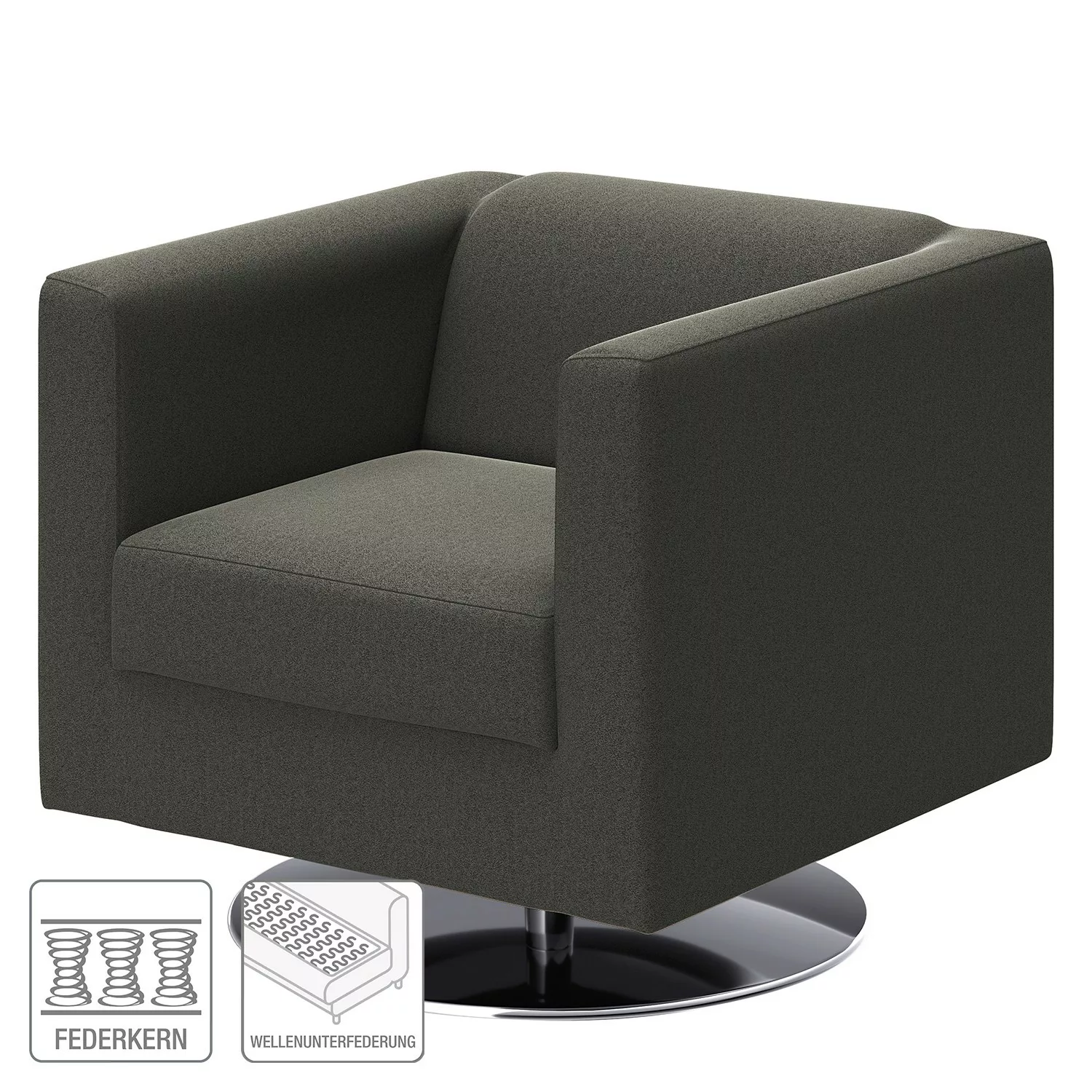home24 loftscape Sessel Wilno XX Grau Microfaser 74x71x75 cm (BxHxT) günstig online kaufen