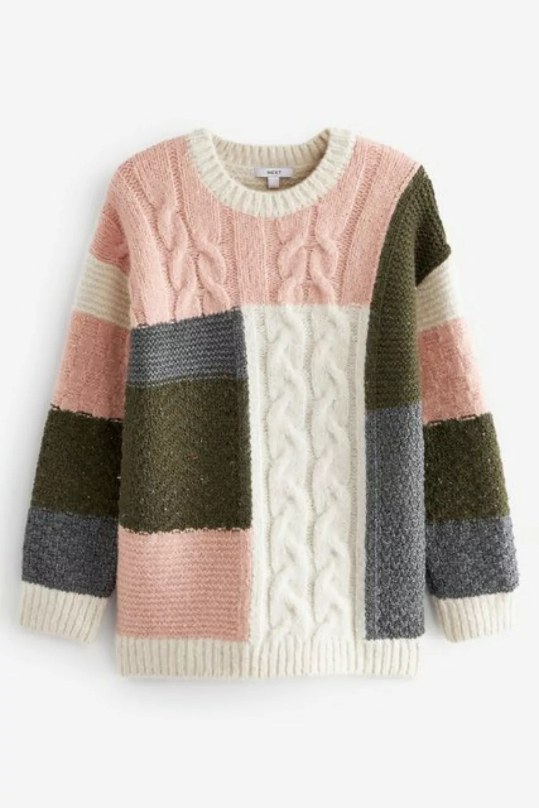 Next Longpullover Langer Pullover mit Aufnähern (1-tlg) günstig online kaufen