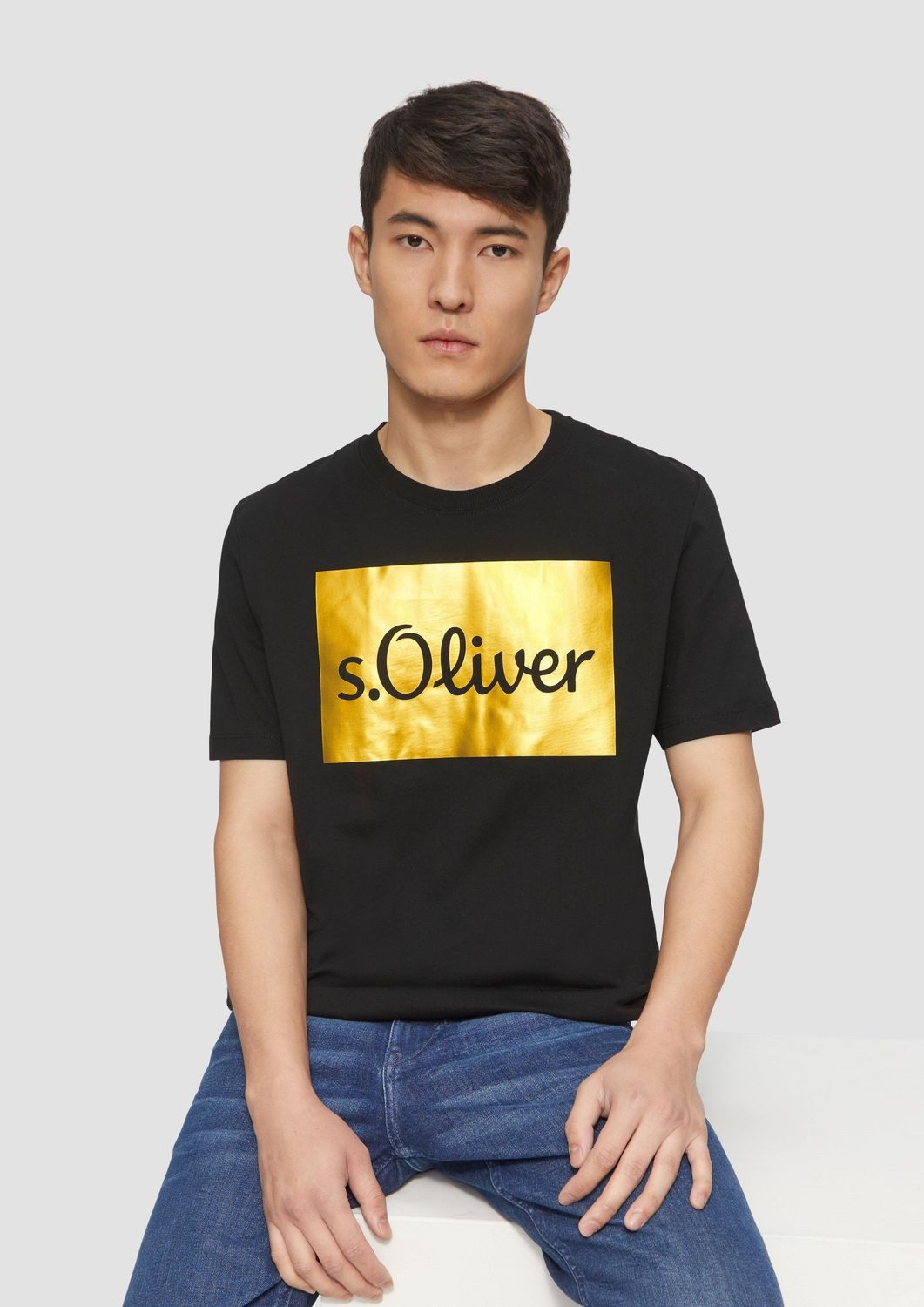 s.Oliver Kurzarmshirt T-Shirt mit Gold- oder günstig online kaufen