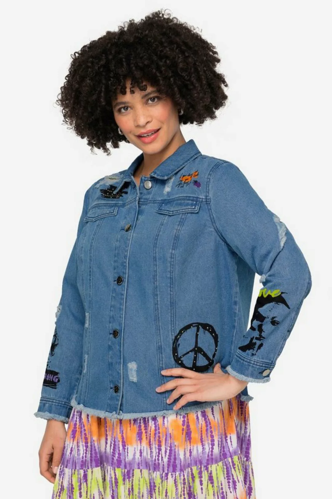 Angel of Style Kurzjacke Jeansjacke Classic Fit modisch verziert hemdkragen günstig online kaufen