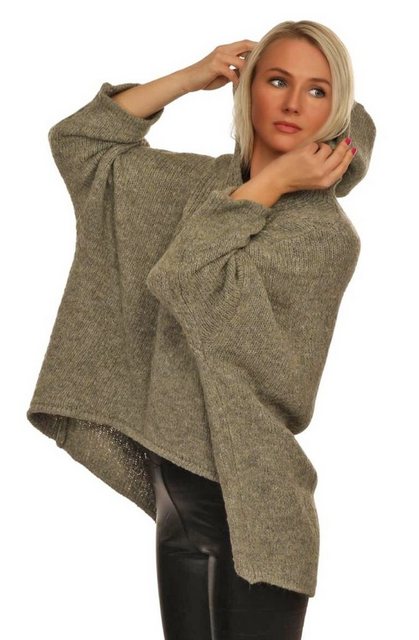 Charis Moda Hoodie Strickpullover asymmetrischer Schnitt im Oversize Look günstig online kaufen