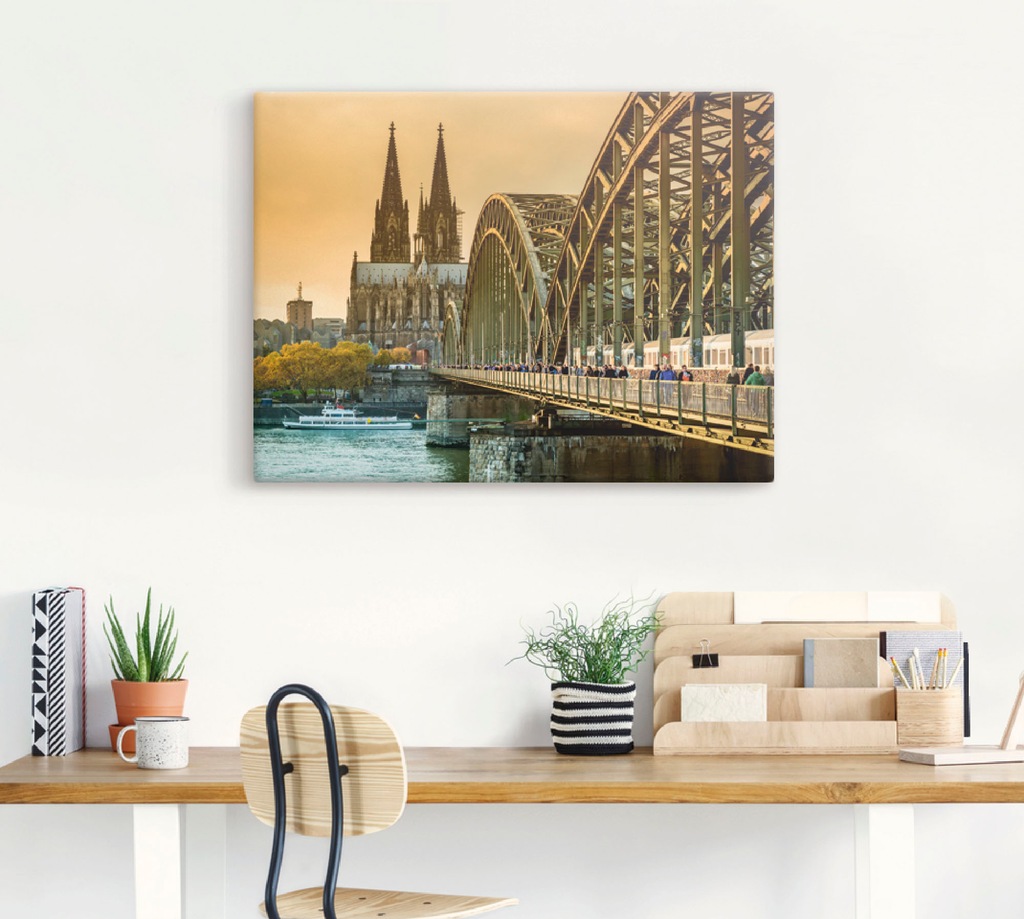 Artland Leinwandbild »Kölner Dom mit Hohenzollernbrücke«, Deutschland, (1 S günstig online kaufen