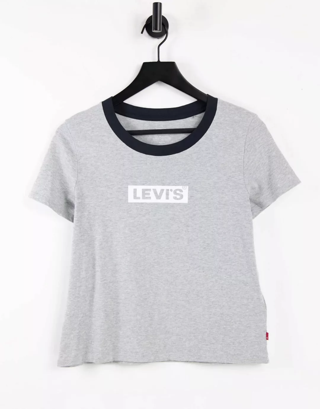 Levi's – T-Shirt in Grau mit Logo und kontrastierenden Abschlüssen günstig online kaufen