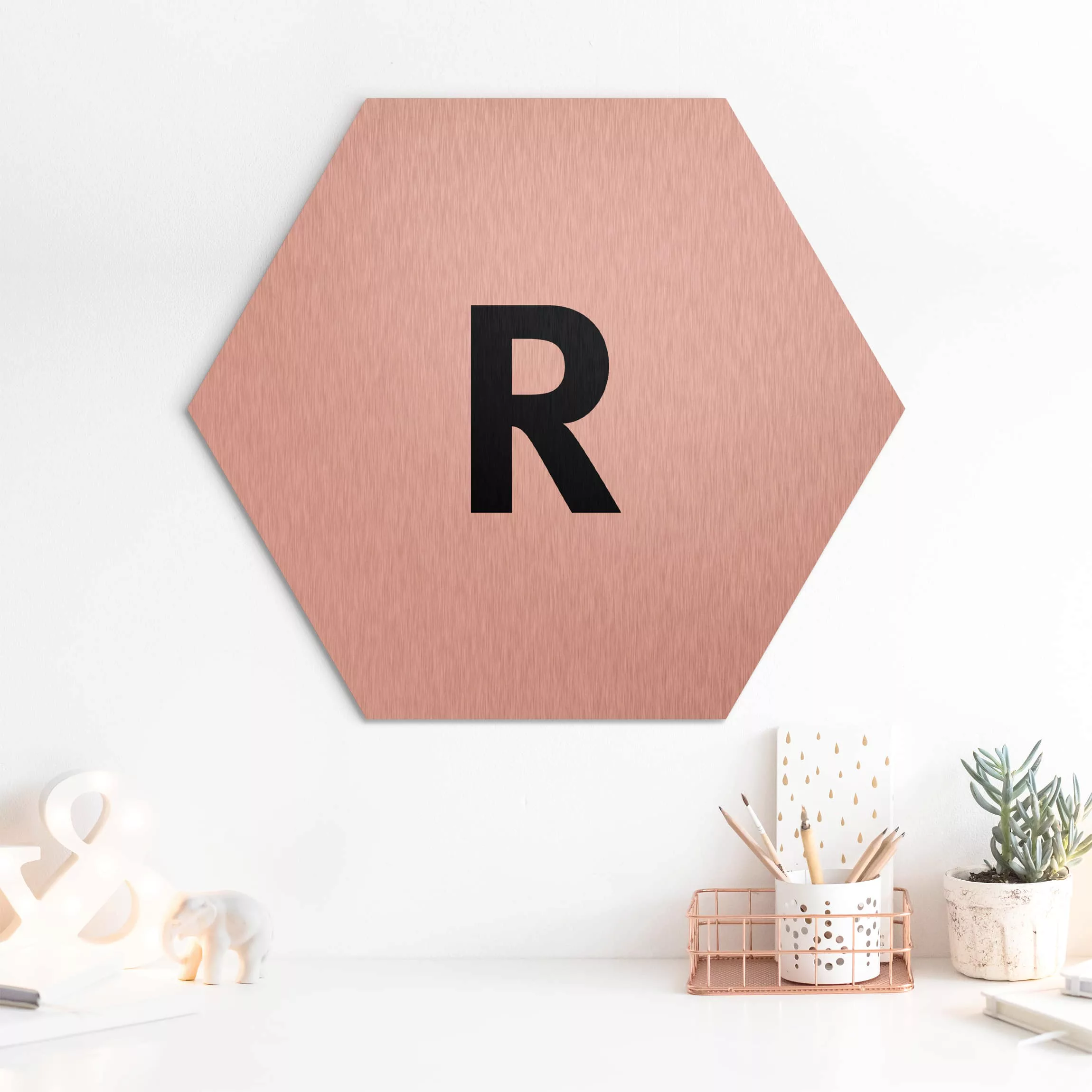 Hexagon-Alu-Dibond Bild Buchstaben Buchstabe Weiß R günstig online kaufen