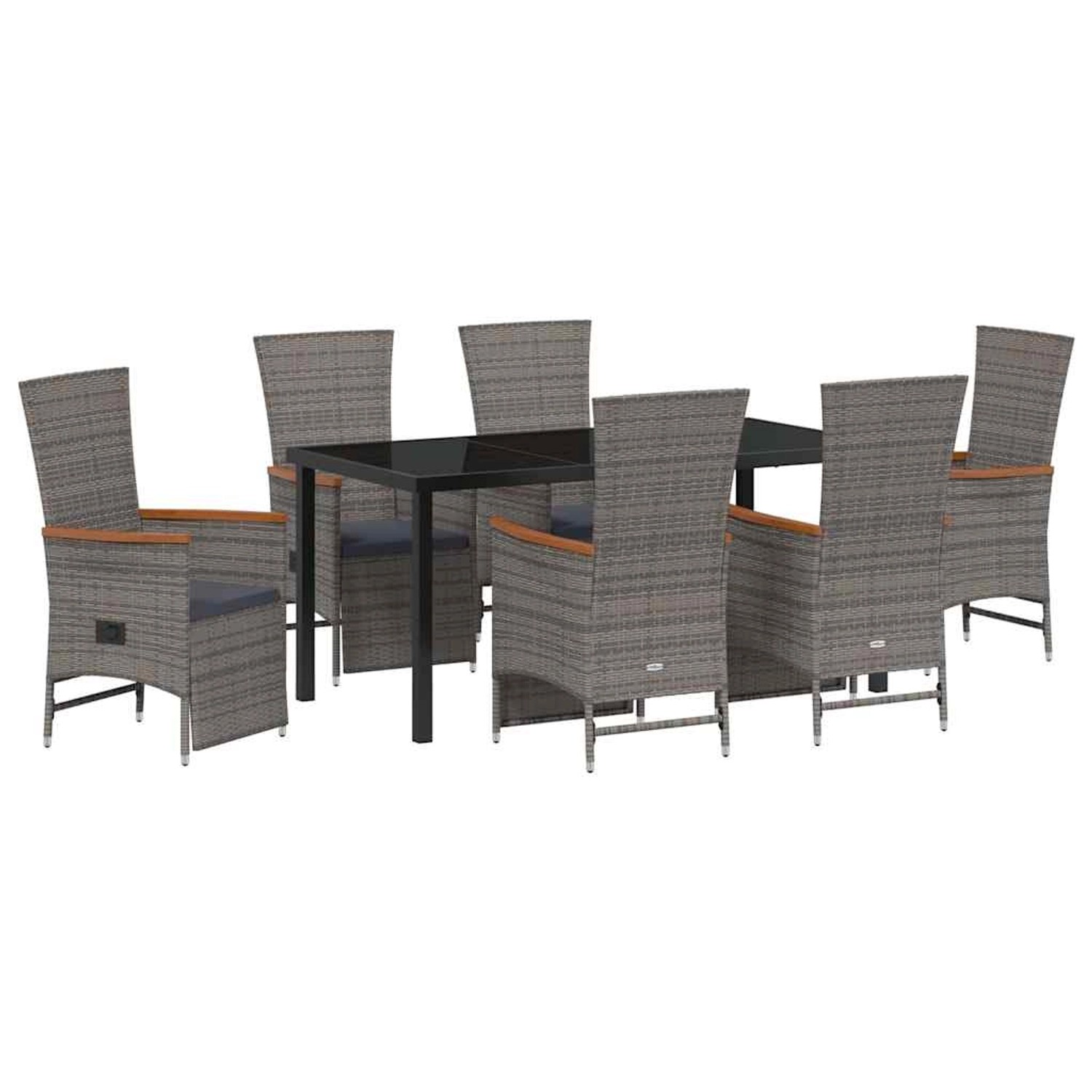 vidaXL Garten Essgruppe mit Kissen 7-Tlg Grau Poly Rattan 3379454 günstig online kaufen