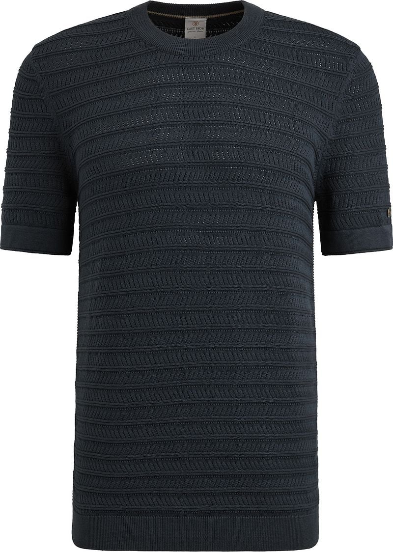 Cast Iron Knitted Jacquard T-shirt Navy - Größe M günstig online kaufen