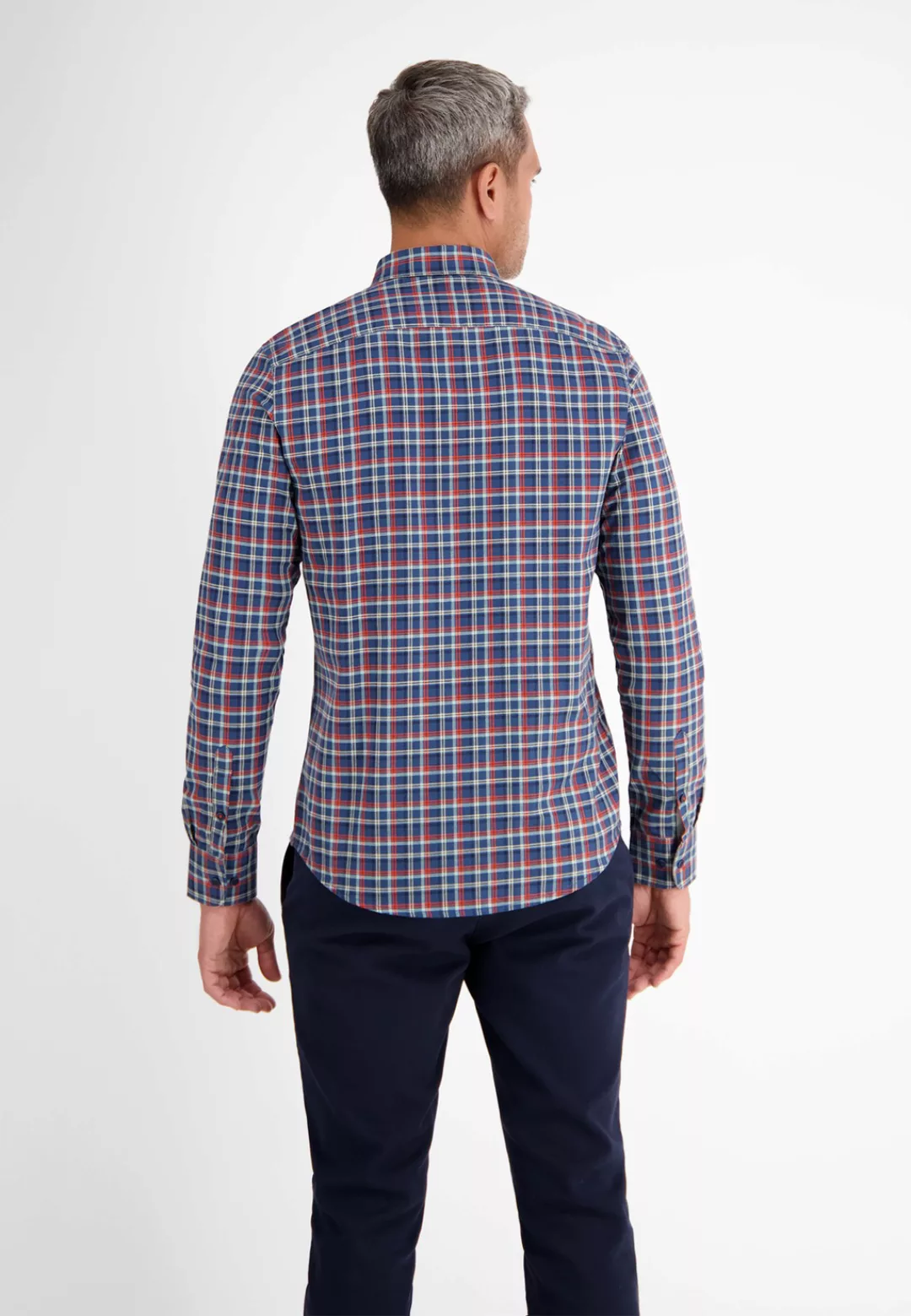 LERROS Langarmhemd "LERROS Langarmhemd mit Herringbone-Karo" günstig online kaufen