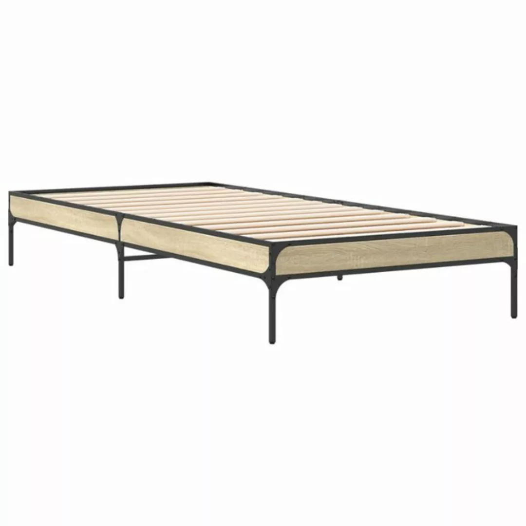 vidaXL Bett Bettgestell Sonoma-Eiche 75x190 cm Holzwerkstoff und Metall günstig online kaufen