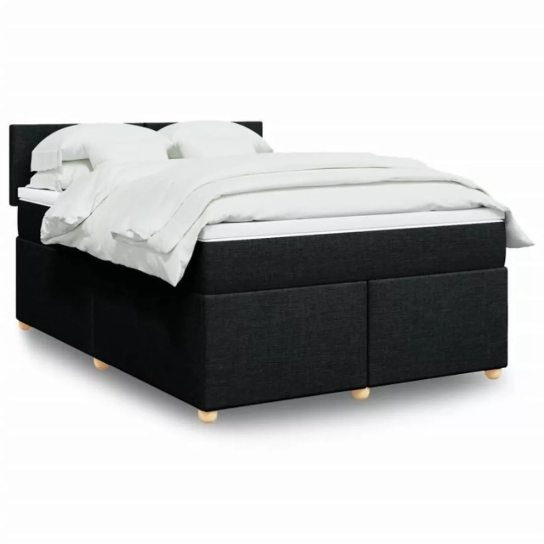 vidaXL Boxspringbett, Boxspringbett mit Matratze Schwarz 160x200 cm Stoff günstig online kaufen