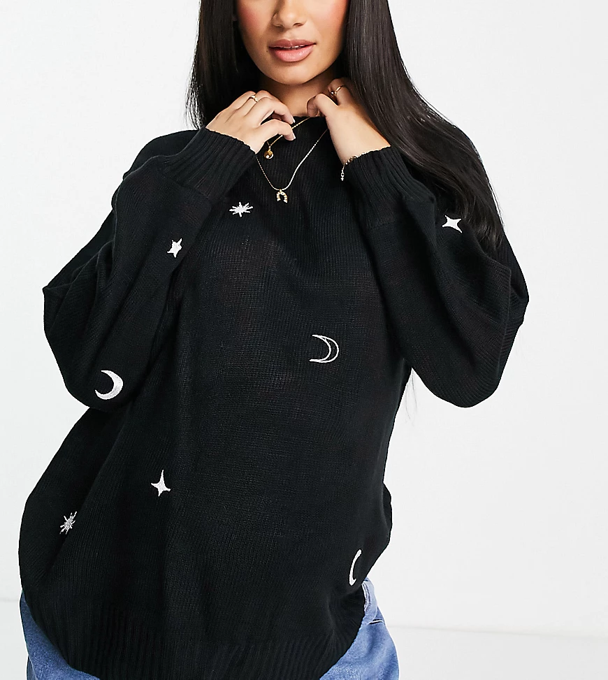Wednesday's Girl – Umstandsmode – Pullover mit aufgestickten Himmelskörpern günstig online kaufen