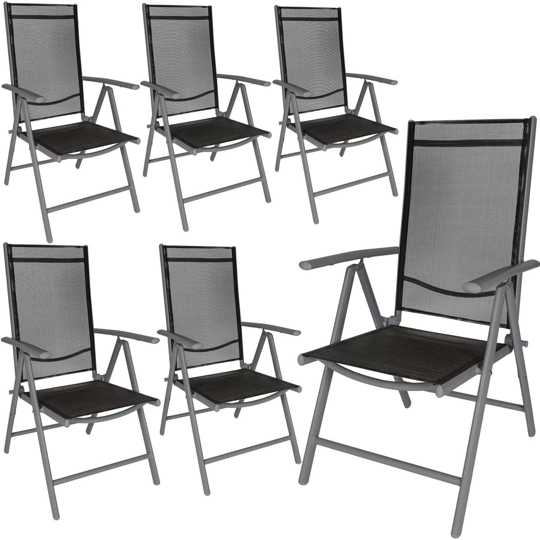 6 Aluminium Gartenstühle klappbar - schwarz/anthrazit günstig online kaufen