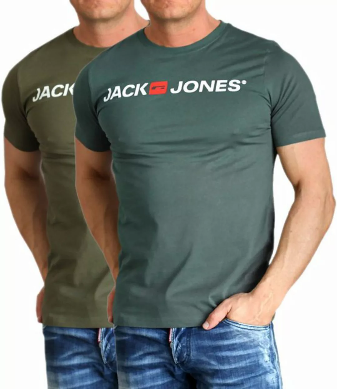 Jack & Jones T-Shirt Bequemes Logo-Shirt mit Printdruck (2er-Pack) unifarbe günstig online kaufen