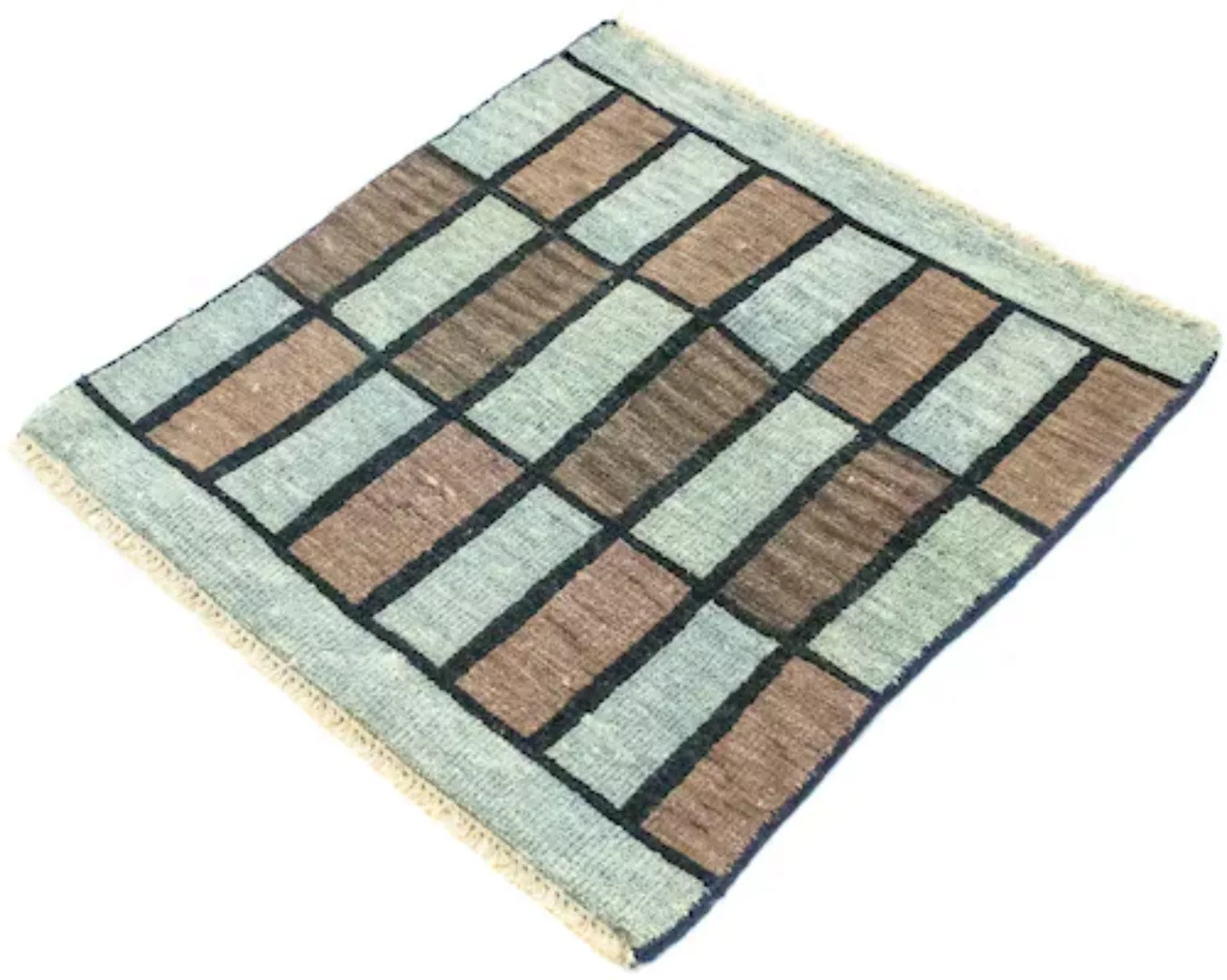 morgenland Wollteppich »Designer Teppich handgeknüpft blau«, quadratisch günstig online kaufen