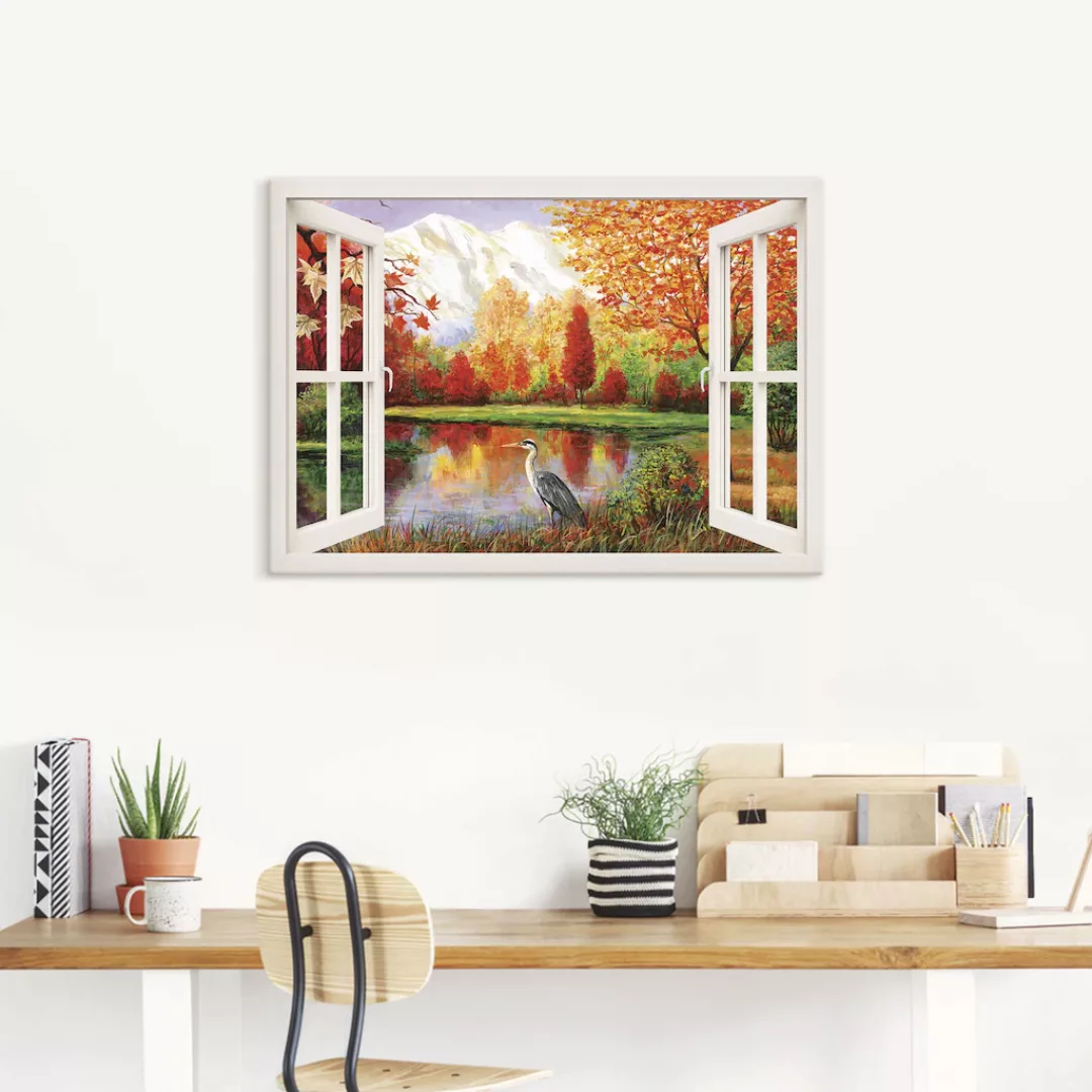 Artland Wandbild "Herbst am See", Fensterblick, (1 St.), als Leinwandbild, günstig online kaufen