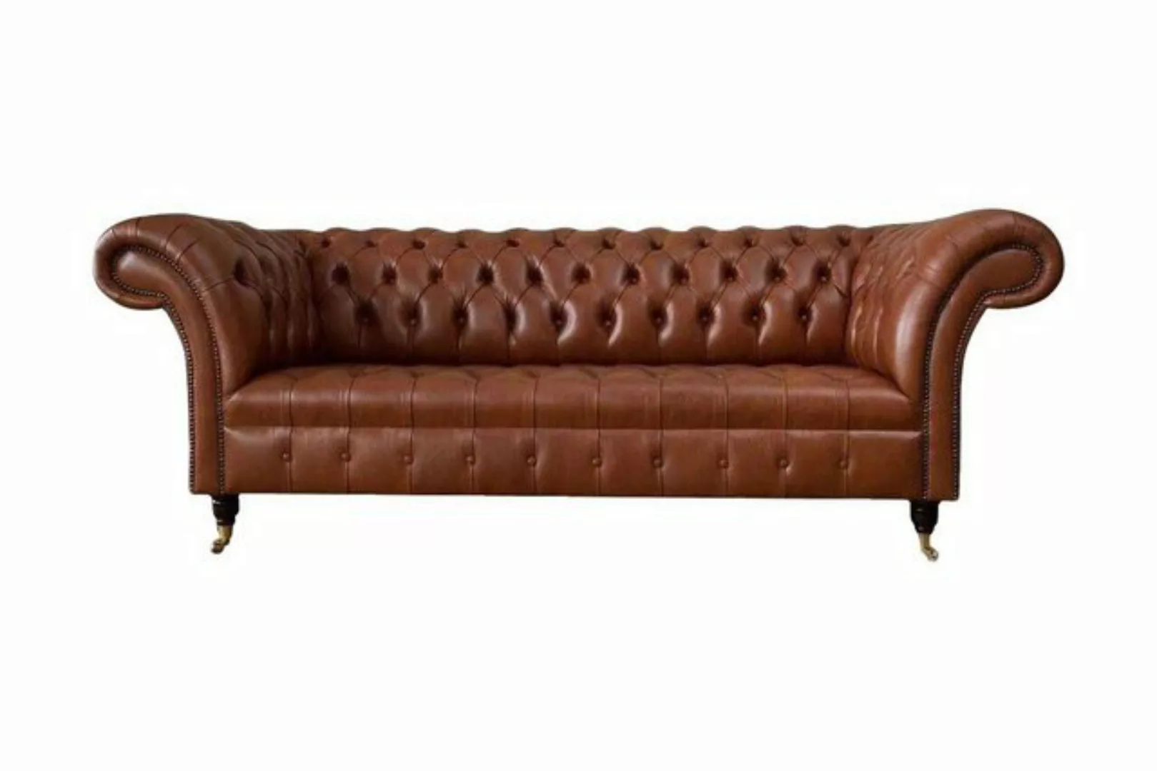 JVmoebel Sofa Chesterfield Sofa 3 Sitzer Braun Modern Polster Leder Wohnzim günstig online kaufen