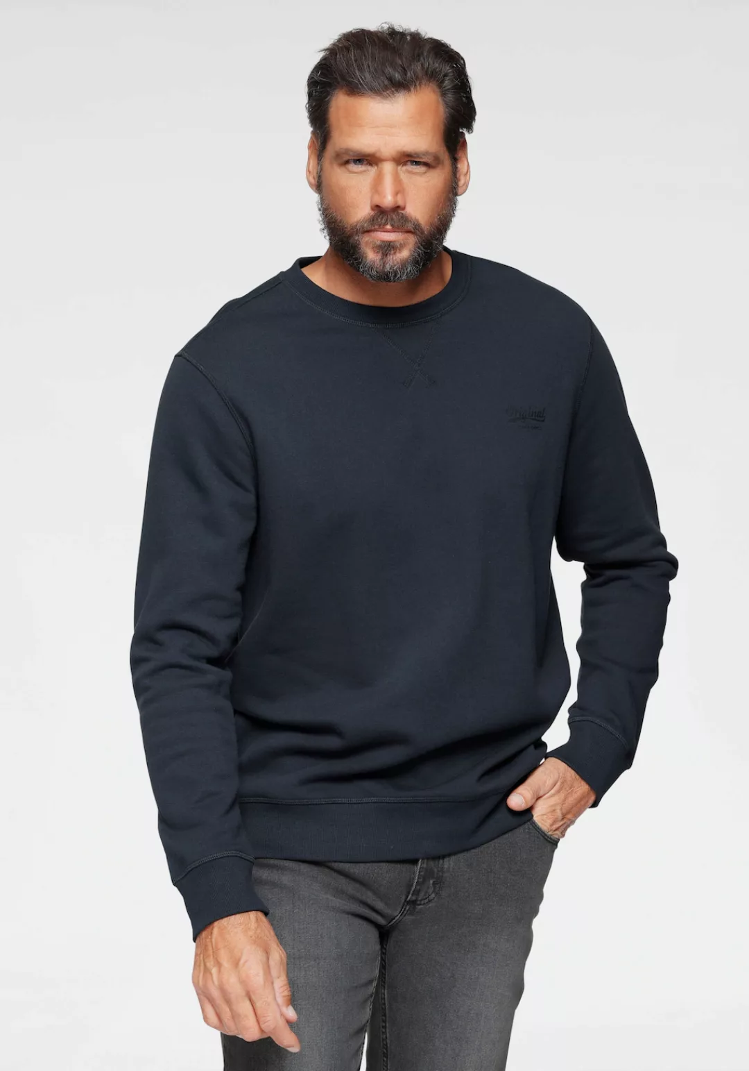 Mans World Sweatshirt, Langarm, Basic-Stil, unifarben, Rundhalsausschnitt günstig online kaufen