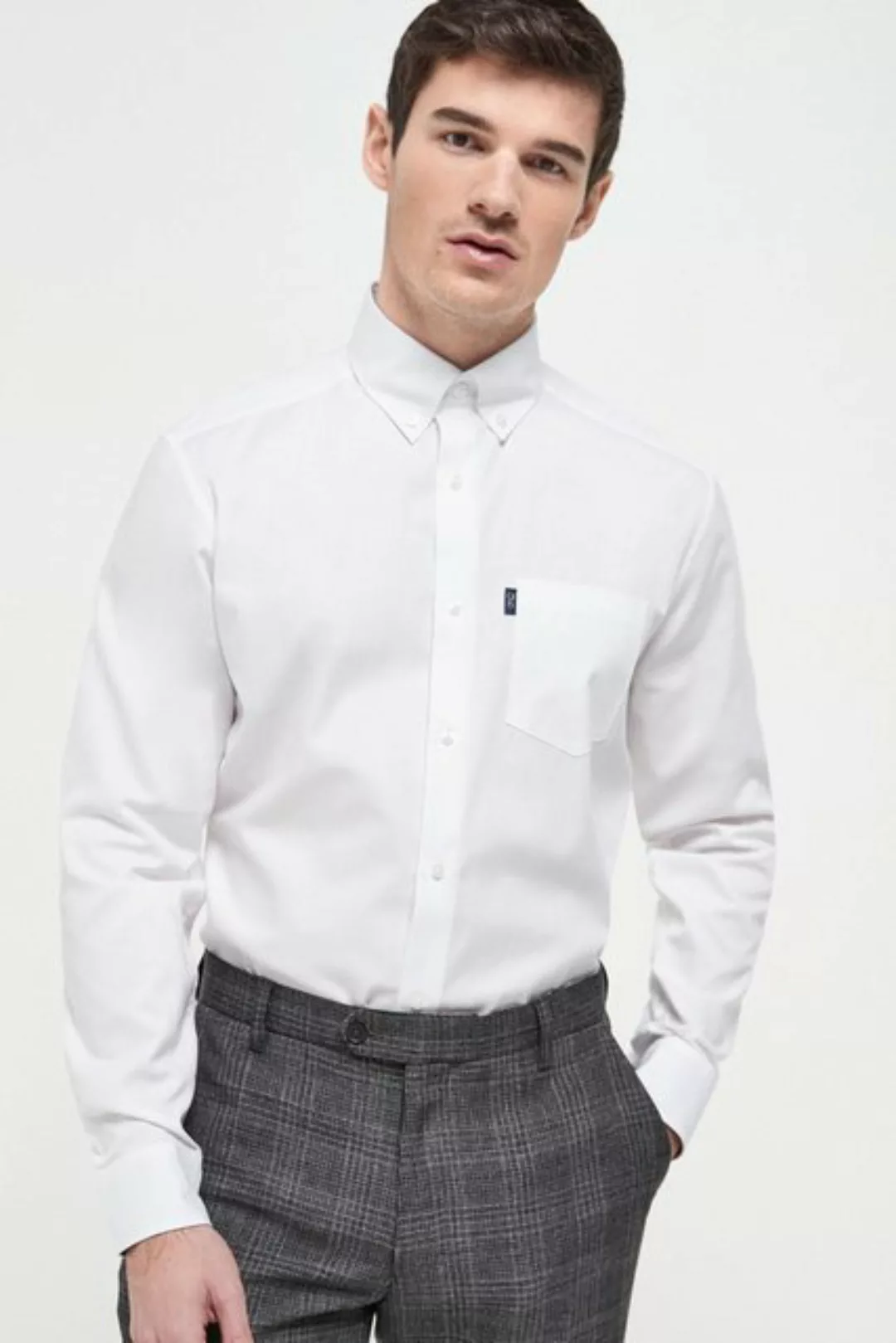 Next Langarmhemd Pflegeleichtes Button-Down-Oxford-Hemd (1-tlg) günstig online kaufen