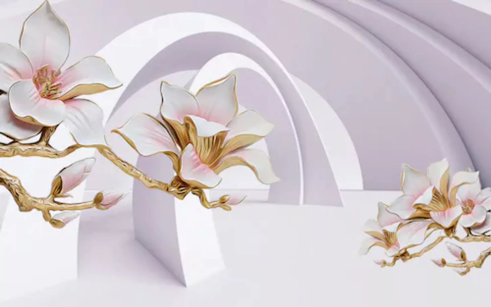 Papermoon Fototapete »Abstrakt mit Blumen« günstig online kaufen
