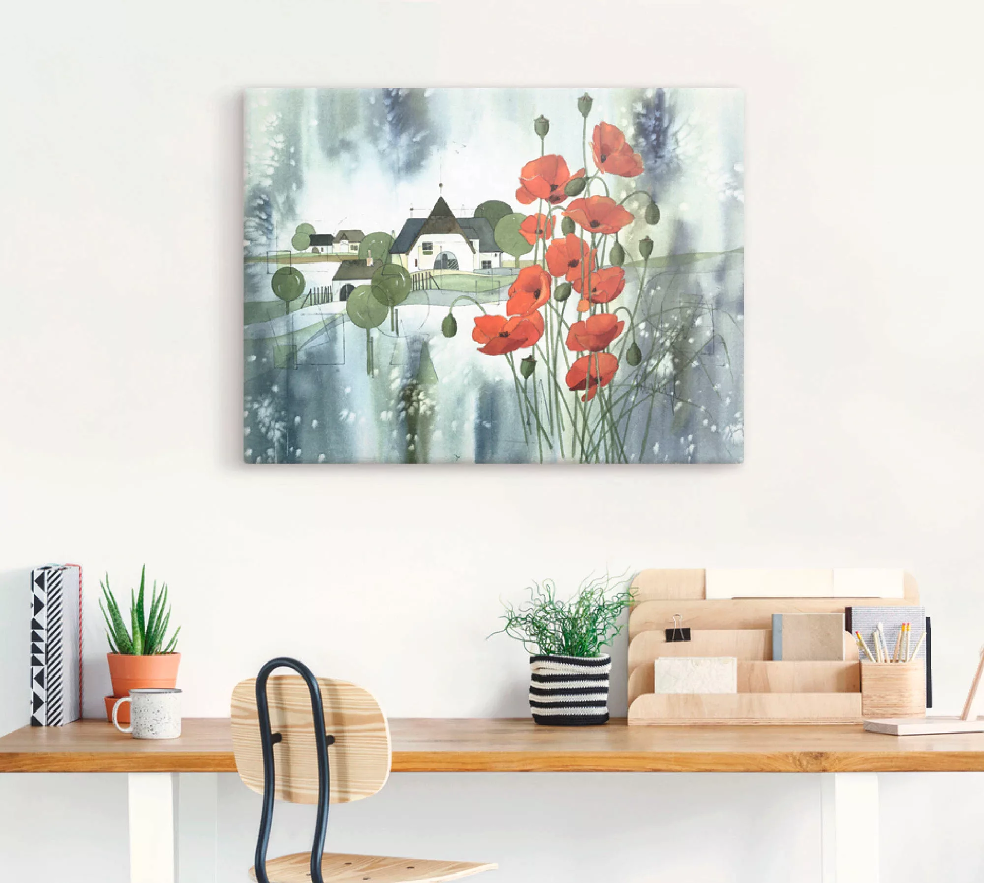 Artland Leinwandbild "Blühender Mohn", Blumen, (1 St.), auf Keilrahmen gesp günstig online kaufen