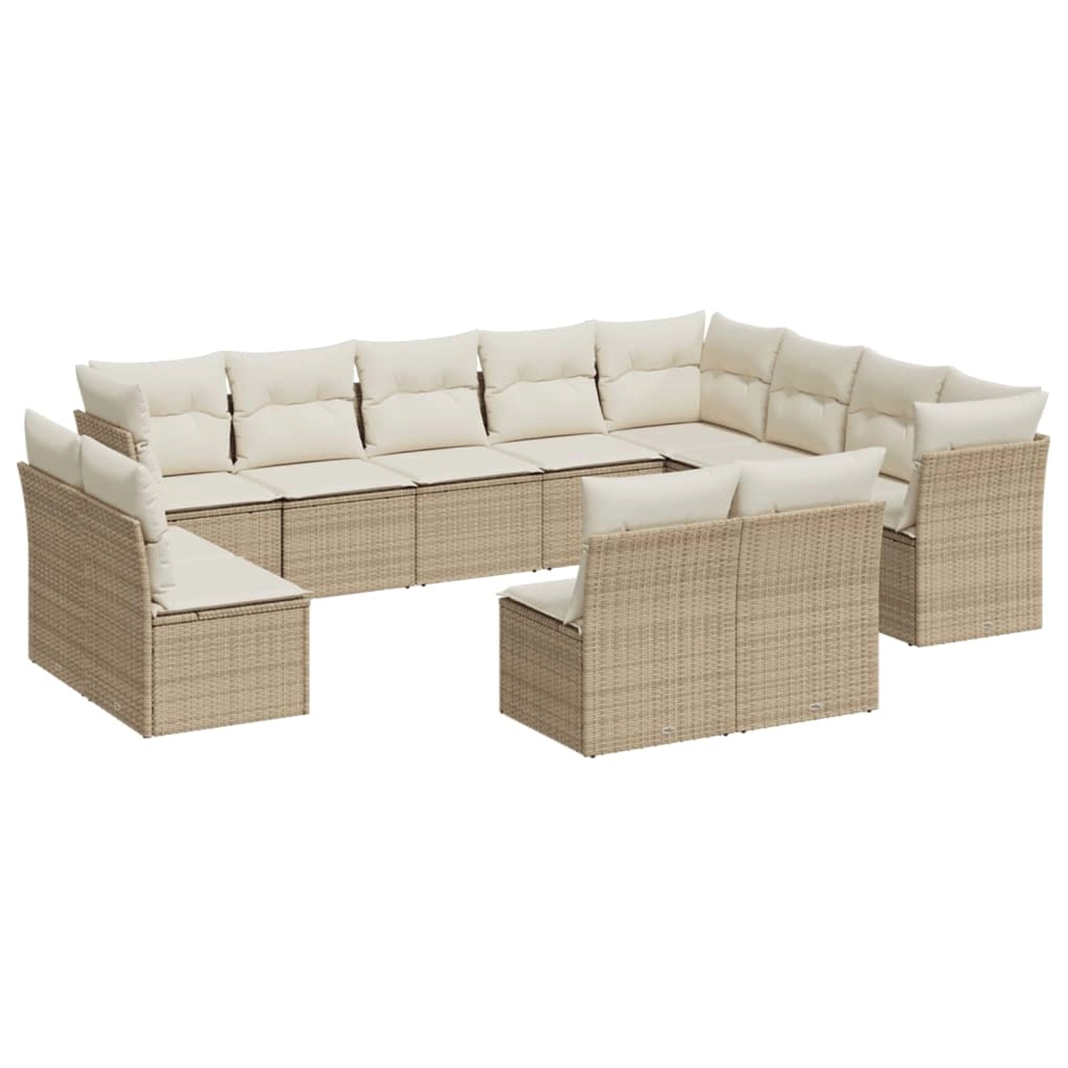 vidaXL 12-tlg Garten-Sofagarnitur mit Kissen Beige Poly Rattan Modell 8 günstig online kaufen