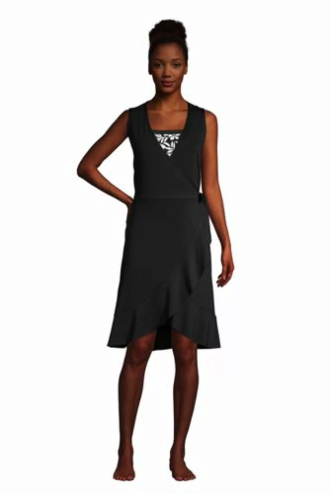 Volant-Strandkleid, Damen, Größe: L Normal, Schwarz, Polyester-Mischung, by günstig online kaufen