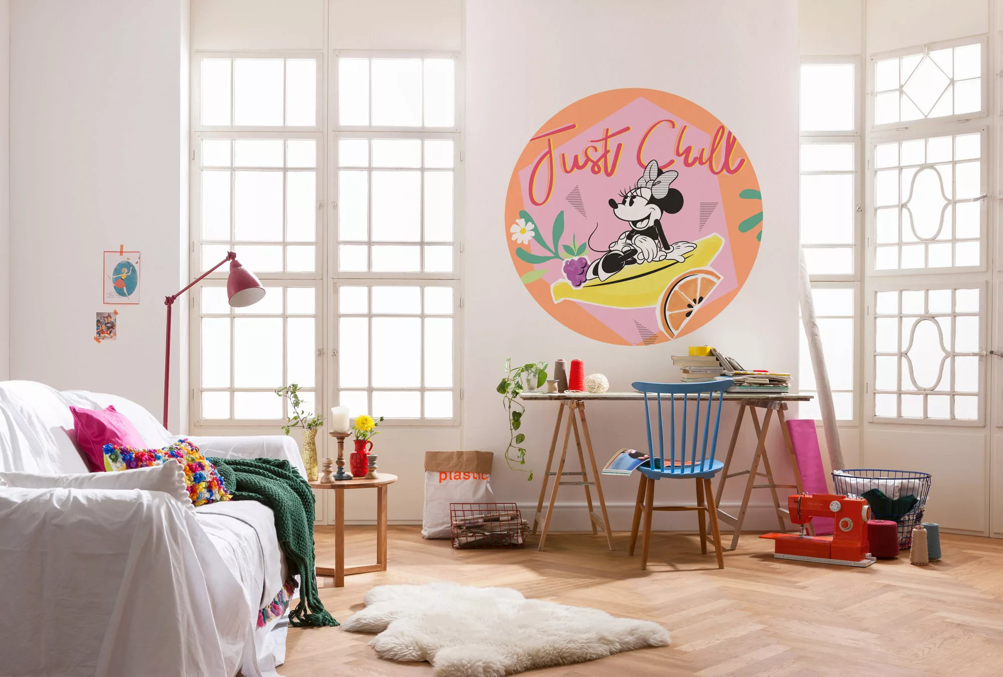 Komar Vliesfototapete Dot Minnie Chill selbstklebend Ø 125 cm günstig online kaufen