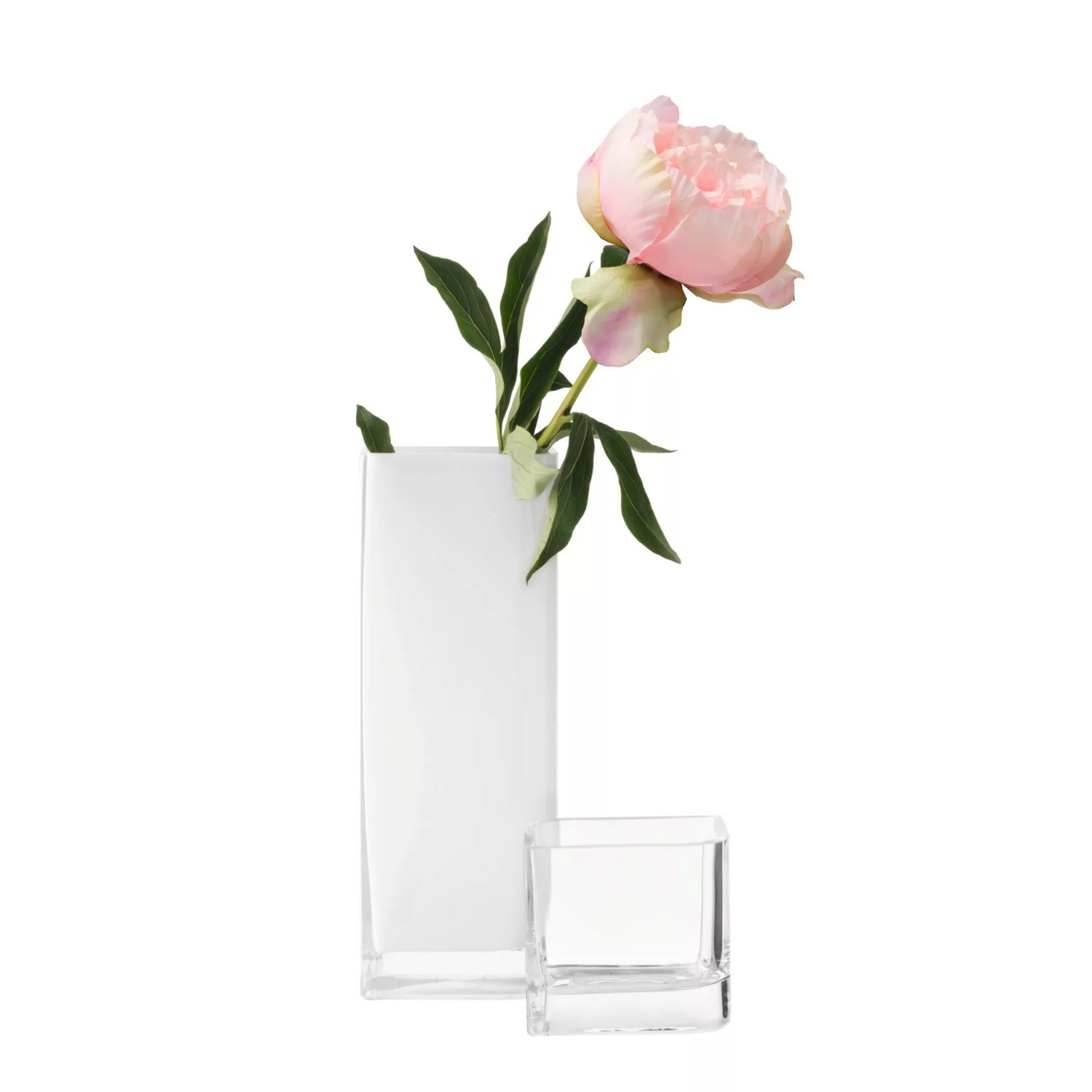 home24 Leonardo Vase Lucca Weiß Farbglas 11x20x10 cm (BxHxT) Modern illumin günstig online kaufen