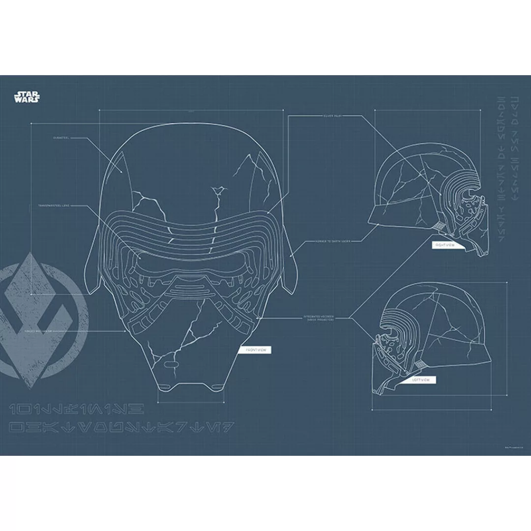 Komar Wandbild Star Wars EP9 Blueprint Kylo Helmet Star Wars B/L: ca. 70x50 günstig online kaufen