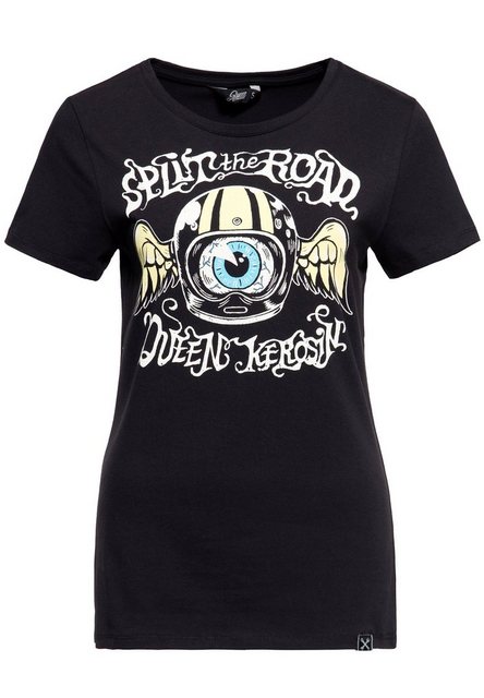 QueenKerosin T-Shirt Split The Road (1-tlg) mit Vintage-Biker-Motiv günstig online kaufen