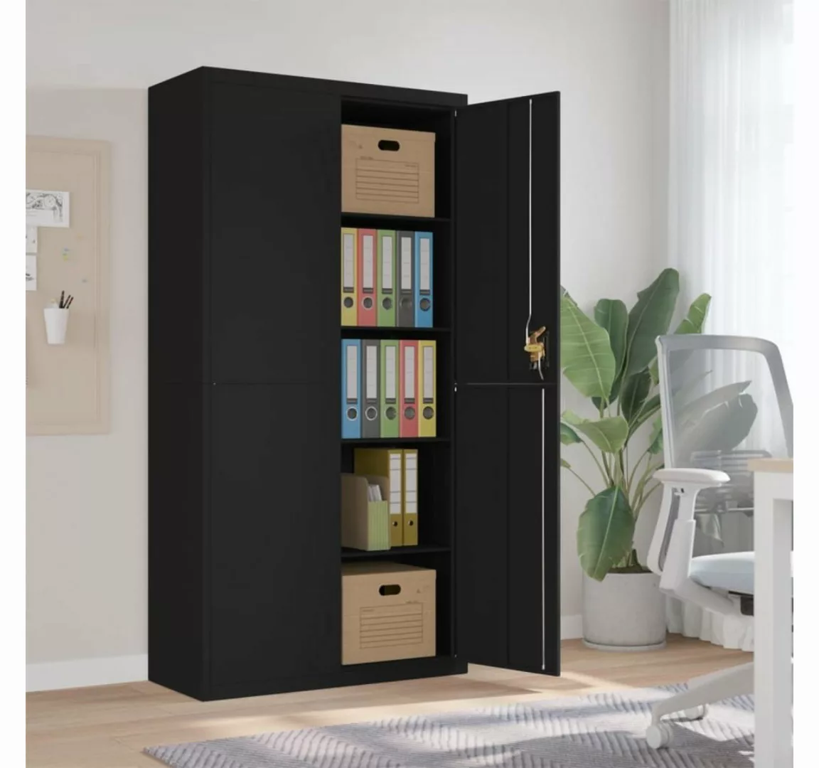 furnicato Aktenschrank Schwarz 90x40x180 cm Stahl günstig online kaufen