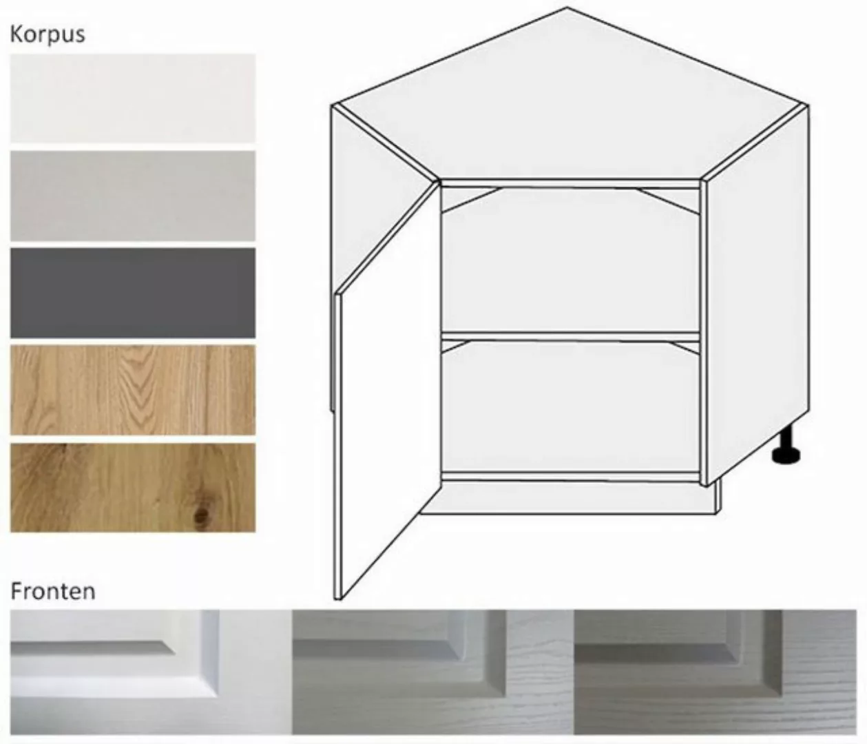 Feldmann-Wohnen Eckschrank Elbing (Elbing, 1-St) 84cm Front-, Korpusfarbe u günstig online kaufen