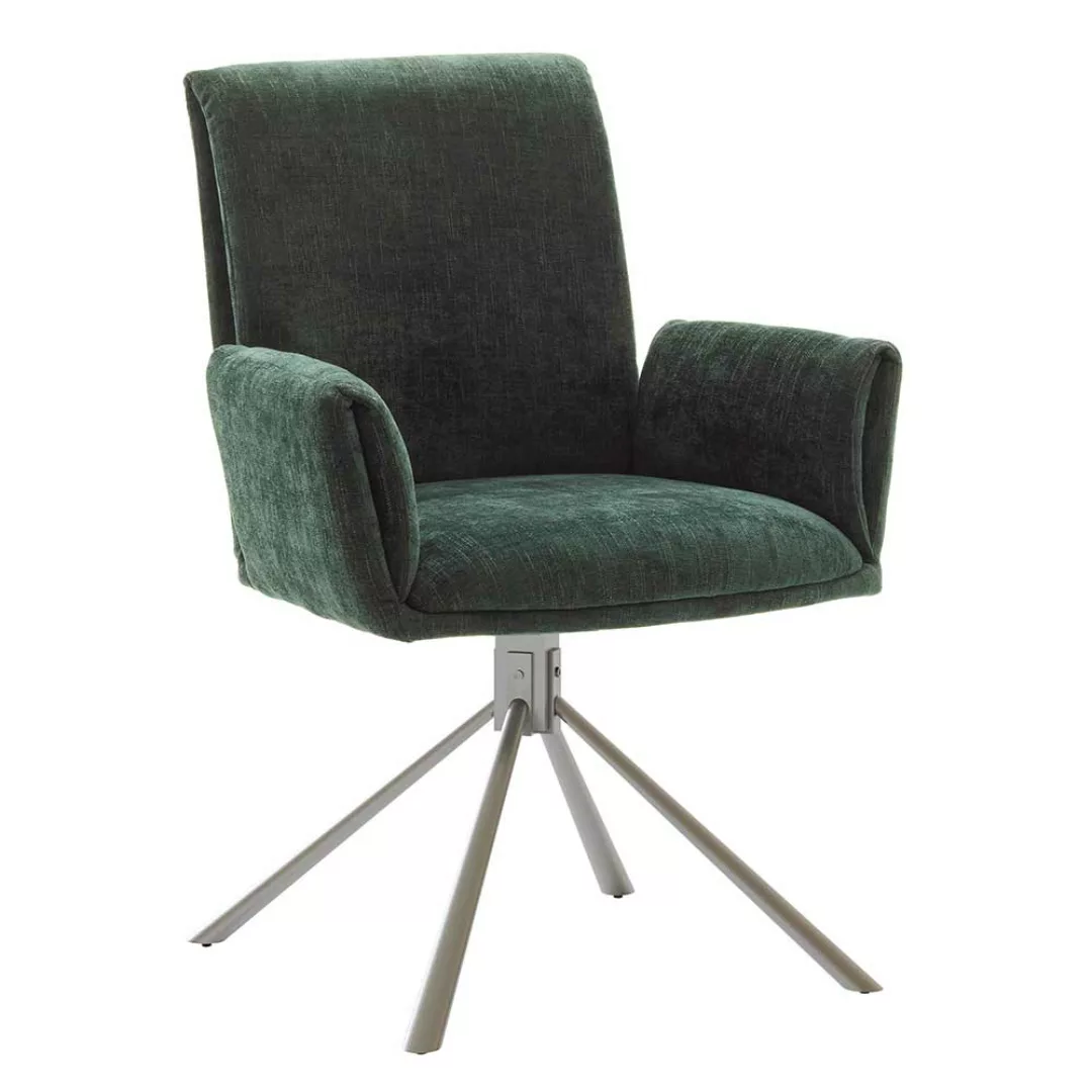 Esszimmerstühle mit Armlehnen Oliv Grün Chenillegewebe (2er Set) günstig online kaufen