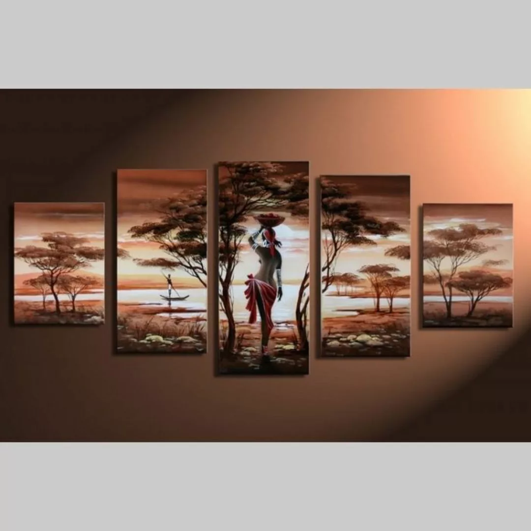 5 Leinwandbilder AFRIKA Frau (3) 150 x 70cm Handgemalt günstig online kaufen