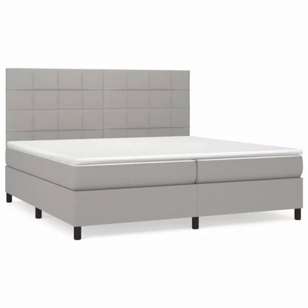 furnicato Bett Boxspringbett mit Matratze Hellgrau 200x200 cm Stoff günstig online kaufen