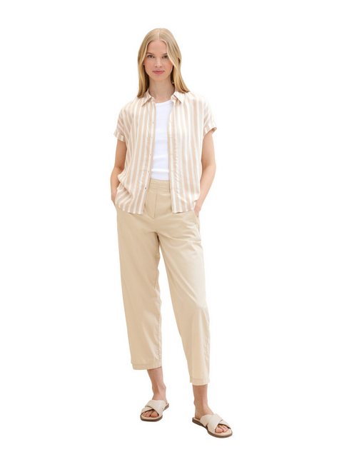 TOM TAILOR Blusenshirt Bluse Gestreiftes Kurzarm Shirt 7372 in Beige günstig online kaufen