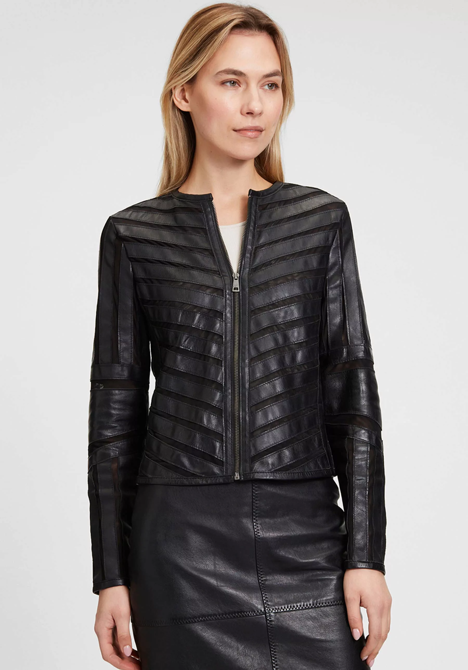 Gipsy Damen Lederjacke GGSuri in black mit Mesh-Einsätzen günstig online kaufen