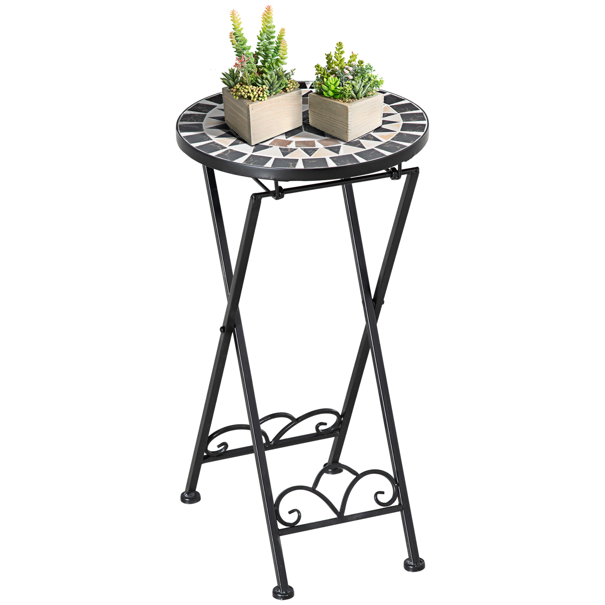 Outsunny Pflanzentreppe Pflanzenständer, Steinmosaik (Blumenständer, 1 günstig online kaufen