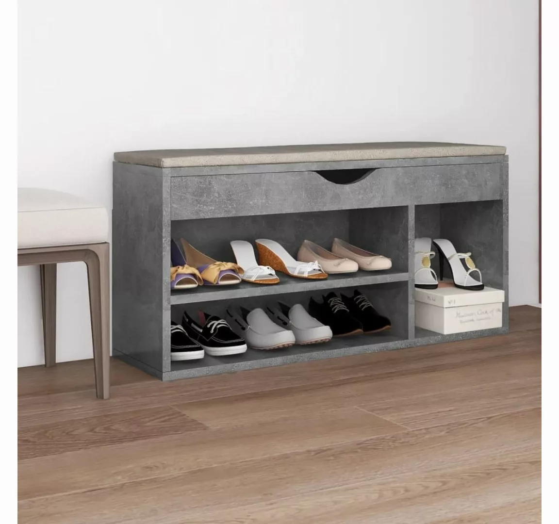 Schuhbank Mit Kissen Betongrau 104x30x49 Cm Spanplatte günstig online kaufen