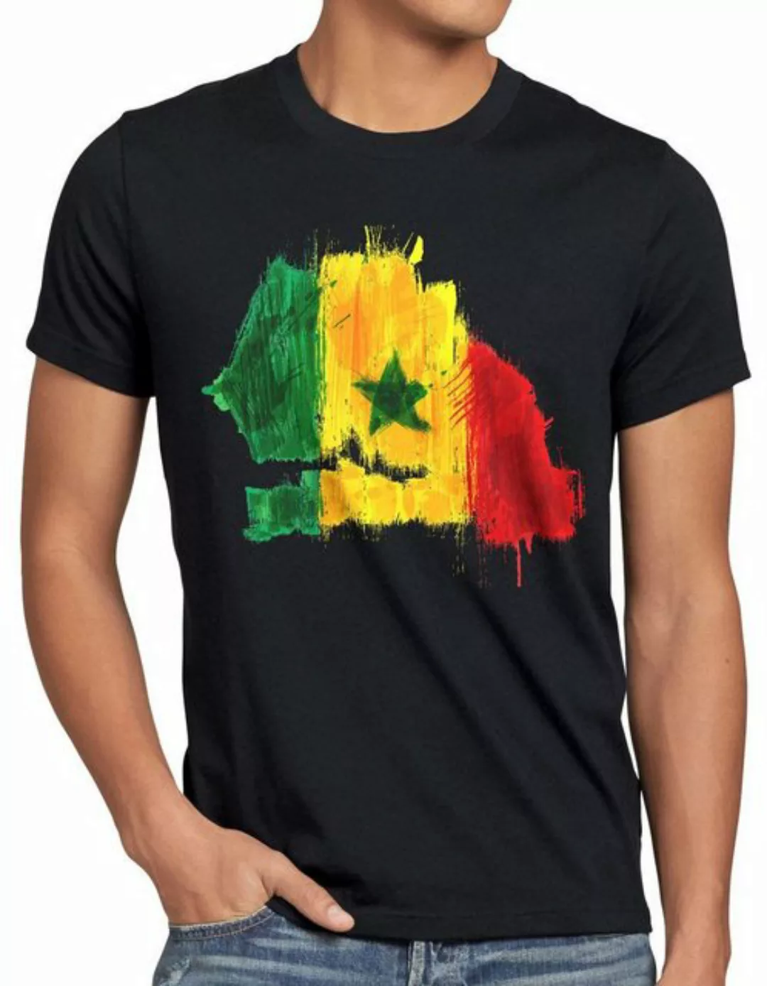 style3 Print-Shirt Herren T-Shirt Flagge Senegal Fußball Sport Afrika WM EM günstig online kaufen