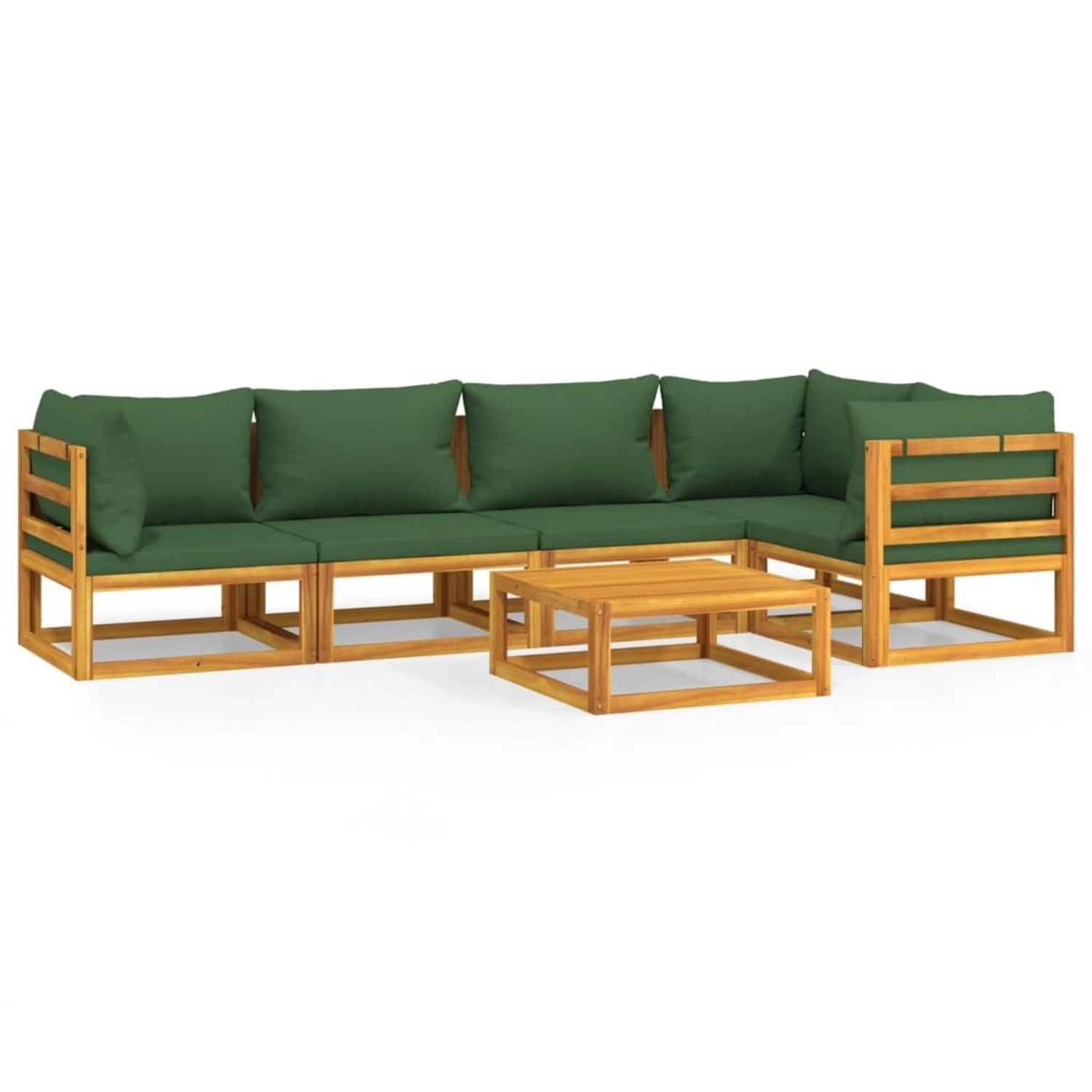 Vidaxl 6-tlg. Garten-lounge-set Mit Grünen Kissen Massivholz günstig online kaufen