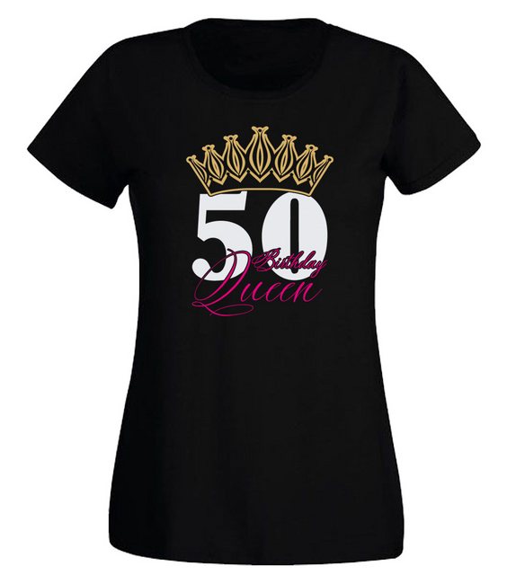 G-graphics T-Shirt 50 – Birthday Queen Slim-fit Damen T-Shirt mit Motiv zum günstig online kaufen