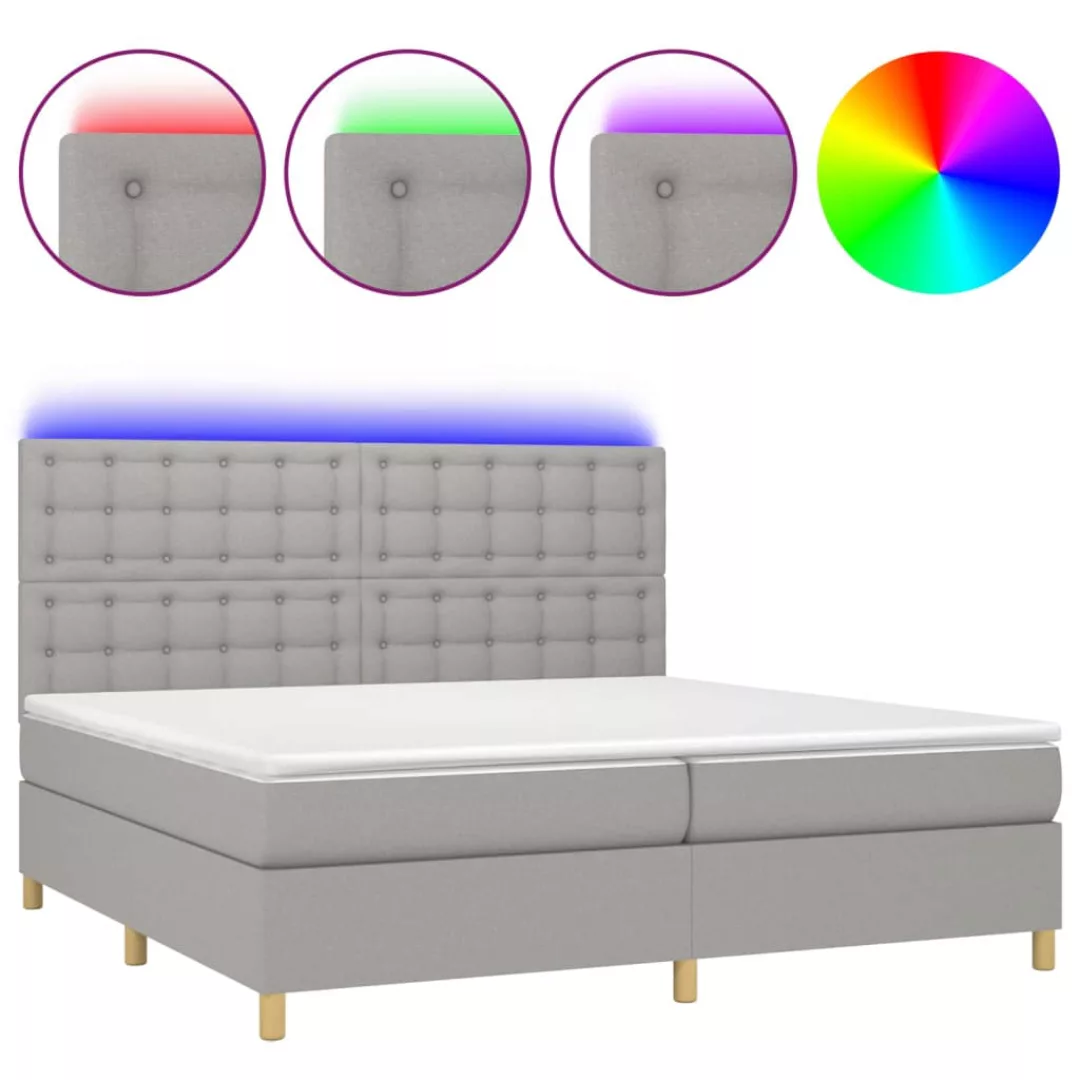 Vidaxl Boxspringbett Mit Matratze & Led Hellgrau 200x200 Cm Stoff günstig online kaufen
